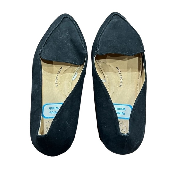 time and tru Black Suede Pointed Toe Memory Foam Flats Size 8 1/2 Wide Women's - Picture 4 of 11